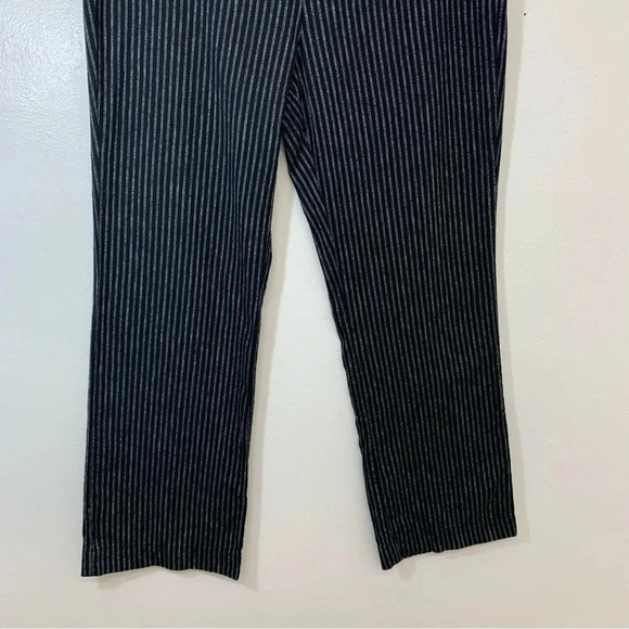 Sundance Pants Woman 10P  Linen Cotton Black Stripe Side Buttons Straight - Picture 3 of 13